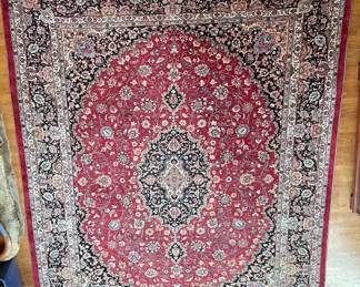 Traditional PersianStyle Area Rug Red Medallion with Floral Border  Fringe