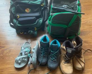 Outdoor  Fishing Gear Bass Pro Shops Backpack, Rolling Cooler, Boots  Sandals