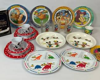 Disney  Kids Character Dinnerware Lot with Plates, Cups  Glasses