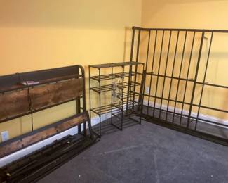 IndustrialStyle Metal Bed Frame  Storage Rack Lot