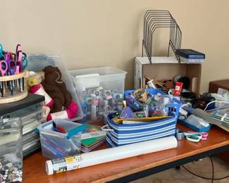 Large Craft Supply, Scissors, Yarn, Paper, Markers, Storage  More