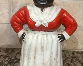 Vintage Cast Iron Aunt Jemima Coin Bank  Red  White Dress