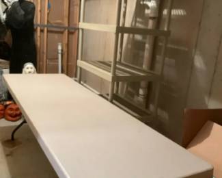 Nine Foot Long Table And Shelving 
