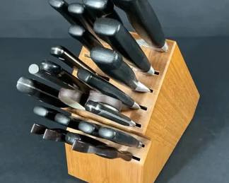 Knife Block Set with Wooden Storage Block