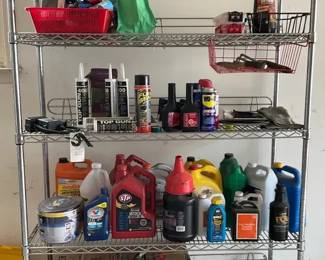 Heavy Duty Metal Garage Shelving Unit on Wheels w  Automotive Supplies