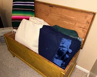 Cedar chest/ blankets 