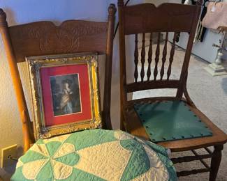 4 vintage oak chairs