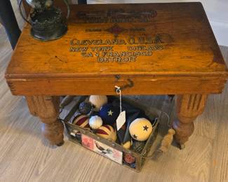 Old drill box made into a sweet table 