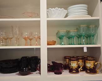 Ruby red glass, milk glass, Victorian glass