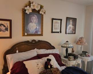 Beautiful antique bed & art
