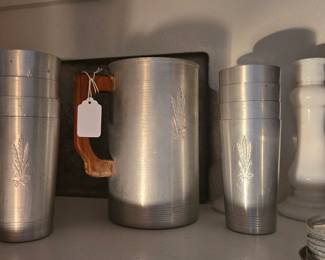 Vintage aluminum cups & pitcher 