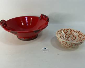 Tuscan Italian Art Pottery Bowl with Pottery Barn Bowl