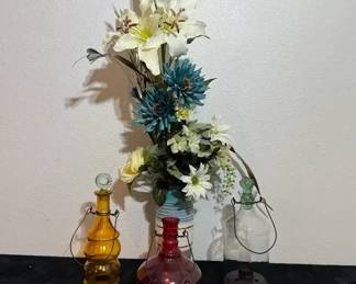 Floral Arrangements with Vase Glass Candle Holders