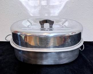 Vintage Metal Oval Roasting Pan Lid 