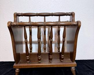 Vintage Solid Wood Magazine Holder 