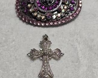 Sparkling Belt Buckle Cross Pendant