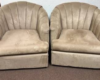 Mid Century Modern Style Channel Back Swivel Chairs