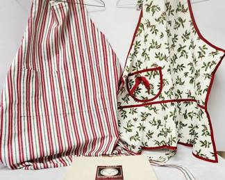 Two Christmas Aprons Holiday Tray