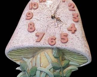 Vintage Arnel Ceramic Merry Mushroom Wall Clock perfect colors. 
