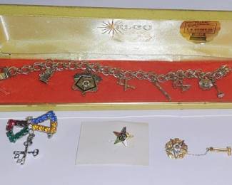 Sterling silver Masonic Eastern Star charm bracelet