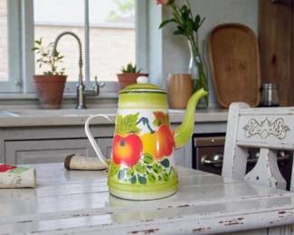 Beautiful enamel ware pitcher