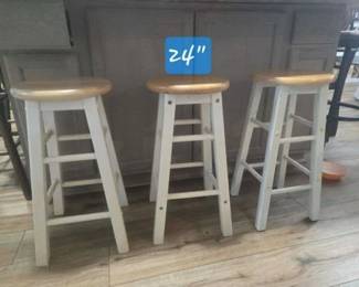 White wood natural top farmhouse style bar stools