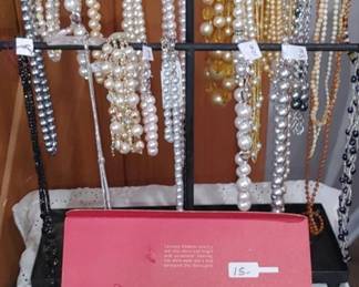 Great assortment advantage Faux pearls plus vintage costume jewelry in original boxes