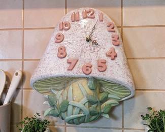 Vintage Arnel Ceramic Merry Mushroom Wall Clock  