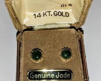14kt & Gold Jade Stud Earrings