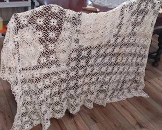Antique crochet snowflake tablecloth