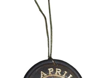 Antique celestial wooden pendant April Birth month 14kt gf chain 
