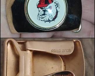 Vintage GA Bulldogs solid brass belt buckle