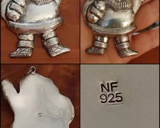 Vintage 1980s sterling silver Santa pendant
