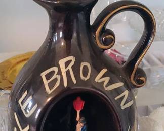 Vintage Little Brown Jug musical wind up plays how dry I am little drunk man spins around