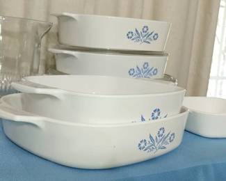 Blue cornflower corning ware
