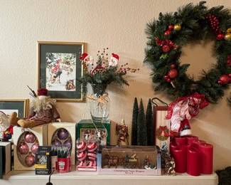 Assorted Christmas Decorations and Wreaths