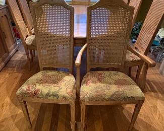 Oval Dining Table with Eight Cane Back Chairs by Drexel Heritage