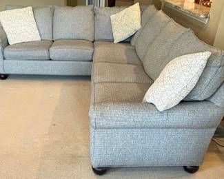 Gray Fabric Sectional Sofa with Decorative Pillows