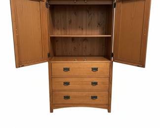 Mission Style Oak Lingerie Chest and Wardrobe Set