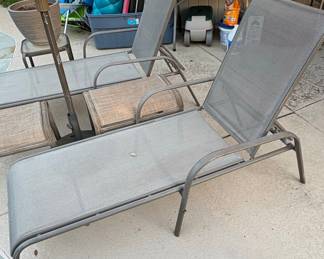 Gray Mesh Chaise Lounge Chairs