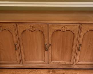 Vintage Oak Sideboard with Carved Doors