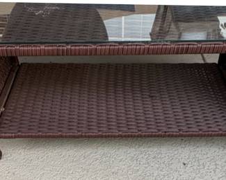 Wicker Coffee Table with Glass Top