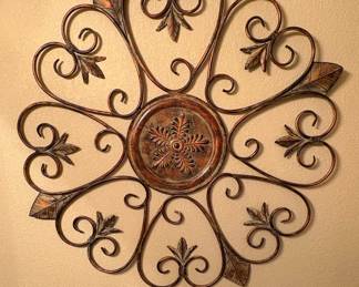 Large Ornate Metal Wall Art with Floral and Heart Motif