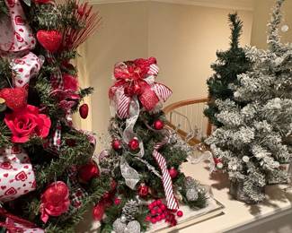 Assorted Decorative Christmas and Fall Trees and Figurines