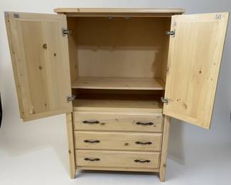 Pine Wood Armoire/Wardrobe with Drawers