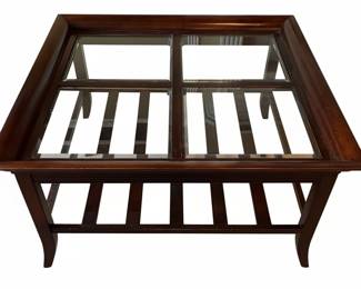 Ethan Allen American Impressions Square Coffee Table with Glass Top