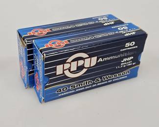 PPU 40 S&W JHP 180gr Ammo 50ct Cartridges x 2