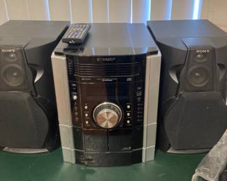 Sony all in one speakers, and Sharp 5-disc mini component system