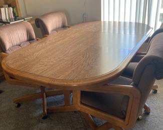 Dining table with removable leaf. 