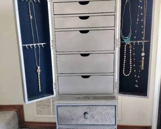 JB108Silverwood And Jewelry Cabinet With Storage